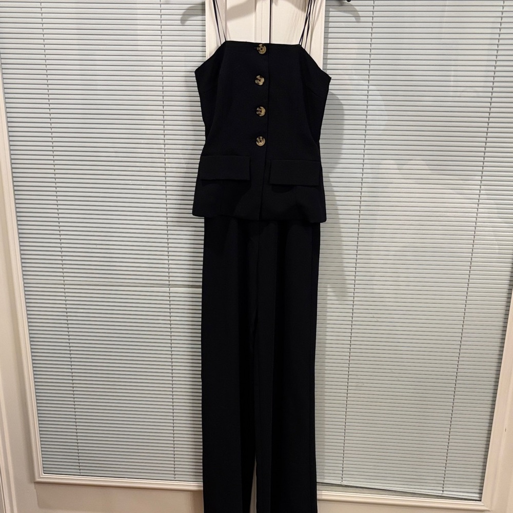 Amanda Uprichard Black Button-Front Jumpsuit